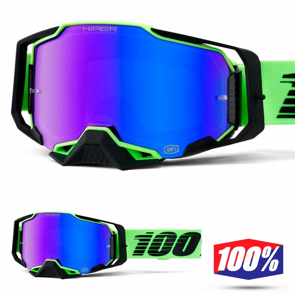 Maschera Cross 100% ARMEGA Uruma - Lente HiPER Blu Specchio | SETTANTADUE.IT