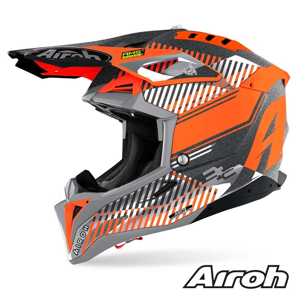Casco Motocross Airoh AVIATOR 3 Wave - Arancione Cromo | SETTANTADUE.IT