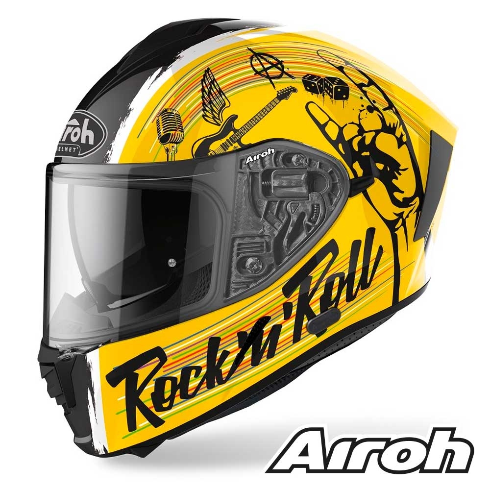 Casco Moto Integrale Airoh SPARK Rock'n'roll - Giallo | SETTANTADUE.IT