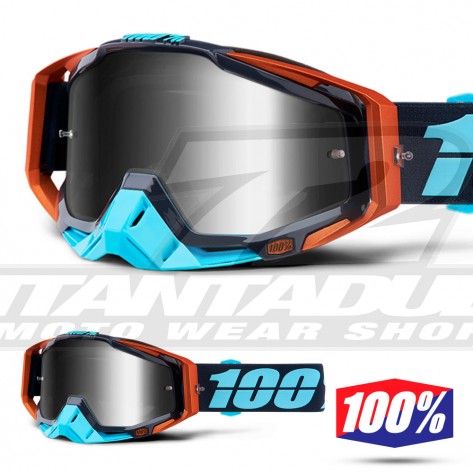 Maschera Cross 100% THE RACECRAFT Ergono - Lente Argento Specchio