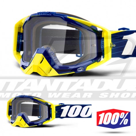 Maschera Cross 100% THE RACECRAFT Bibal Navy - Lente Trasparente