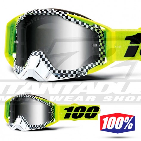 Maschera Cross 100% THE RACECRAFT Andre - Lente Argento Specchio