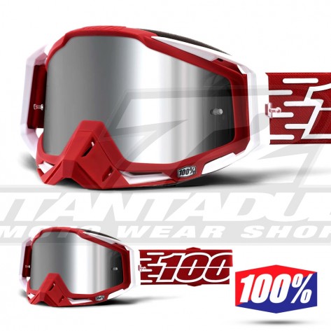 Maschera Cross 100% THE RACECRAFT + Gustavia - Lente Iniettata Argento Specchio