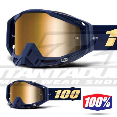 Maschera Cross 100% THE RACECRAFT Bakken - Lente Oro Specchio