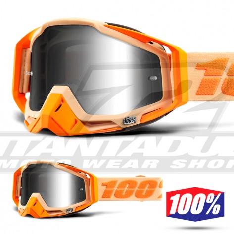 Maschera Cross 100% THE RACECRAFT Sahara - Lente Argento Specchio