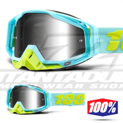 Maschera Cross 100% THE RACECRAFT Pinacles - Lente Argento Specchio