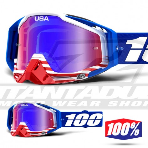 Maschera Cross 100% THE RACECRAFT Anthem - Lente Blu Specchio