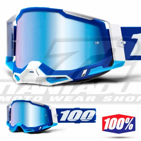 Maschera Cross 100% RACECRAFT2 Blue - Lente Blu Specchio