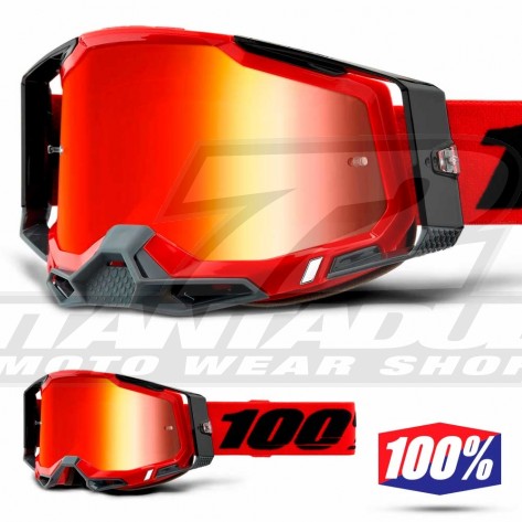 Maschera Cross 100% RACECRAFT2 Red - Lente Rosso Specchio