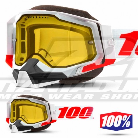 Maschera Motoslitta 100% RACECRAFT2 SNOW St-Kith - Lente Dual Vented Giallo