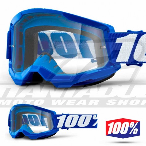 Maschera Cross 100% STRATA2 Blue - Lente Trasparente