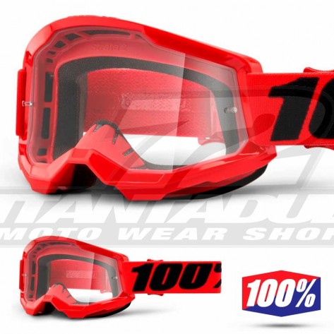 Maschera Cross 100% STRATA2 Red - Lente Trasparente