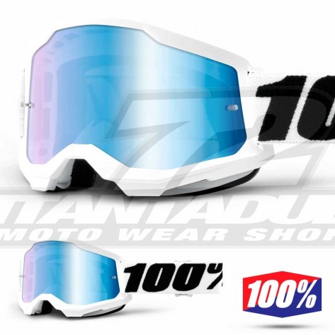 Maschera Cross 100% STRATA2 Everest - Lente Blu Specchio