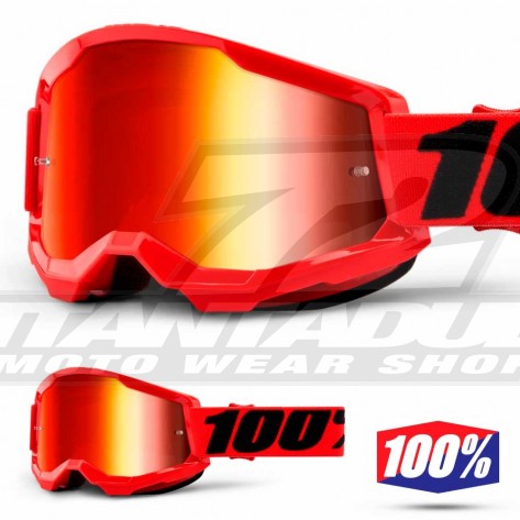 Maschera Cross 100% STRATA2 Red - Lente Rosso Specchio