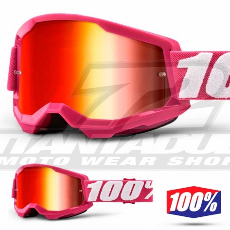 Maschera Cross 100% STRATA2 Fletcher - Lente Rosso Specchio