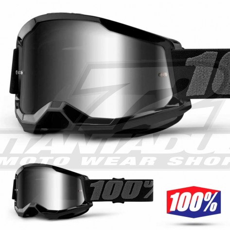 Maschera Cross 100% STRATA2 Black - Lente Argento Specchio