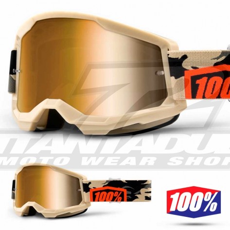 Maschera Cross 100% STRATA2 Kombat - Lente True Gold Specchio