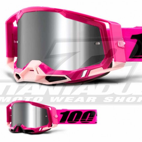 Maschera Cross 100% RACECRAFT2 Maho - Lente Argento Specchio