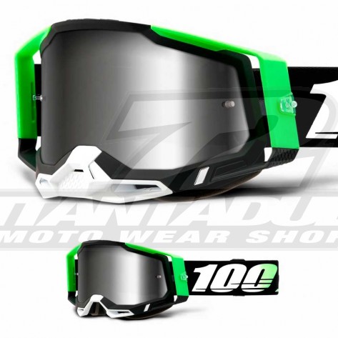 Maschera Cross 100% RACECRAFT2 Kalkuta - Lente Argento Specchio