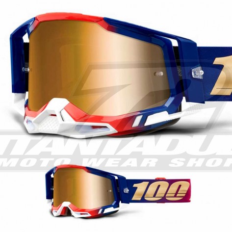 Maschera Cross 100% RACECRAFT2 United - Lente Oro Specchio