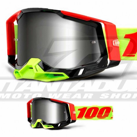 Maschera Cross 100% RACECRAFT2 Viz - Lente Argento Specchio
