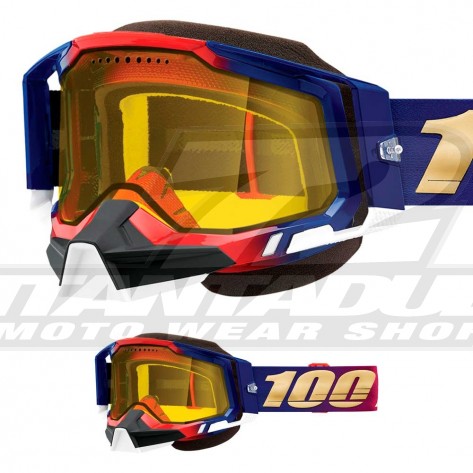 Maschera Motoslitta 100% RACECRAFT2 SNOW United - Lente Dual Vented Giallo