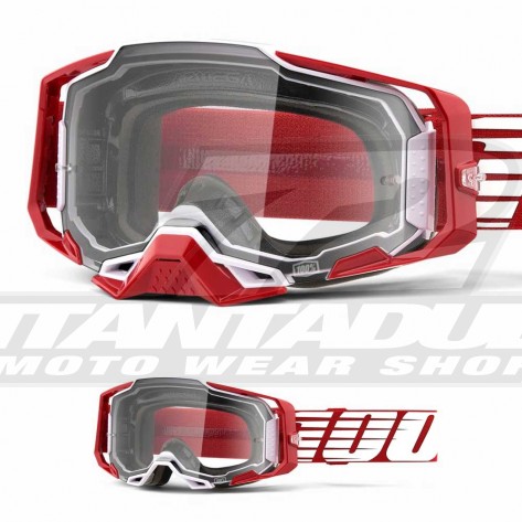 Maschera Cross 100% ARMEGA Oversized Deep Red - Lente Trasparente