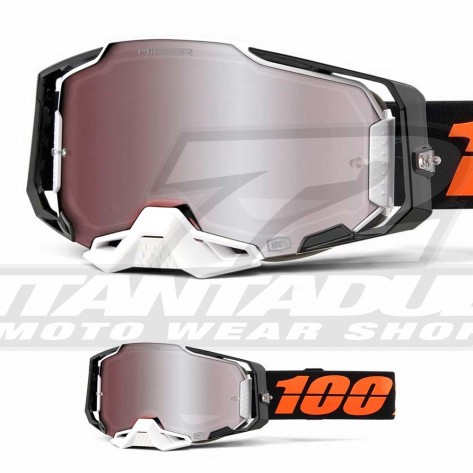 Maschera Cross 100% ARMEGA Blacktail - Lente HiPER Argento Specchio