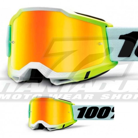 Maschera Cross 100% ACCURI2 Dunder - Lente Rosso Specchio - Offerta Online