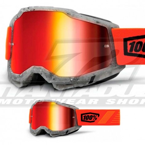 Maschera Cross 100% ACCURI2 Schrute - Lente Rosso Specchio - Offerta Online