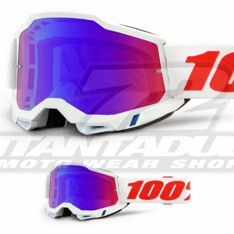 Maschera Cross 100% ACCURI 2 Pure - Lente Rosso Blu Specchio - Offerta