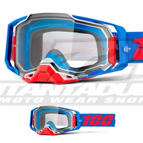 Maschera Cross 100% ARMEGA Ironclad - Lente Trasparente - Offerta Esclusiva