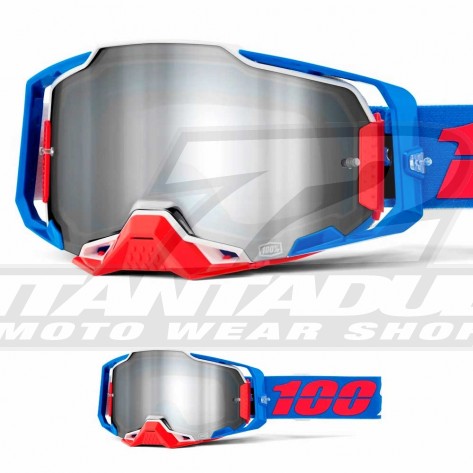 Maschera Cross 100% ARMEGA Ironclad - Lente Argento Specchio - Offerta Online