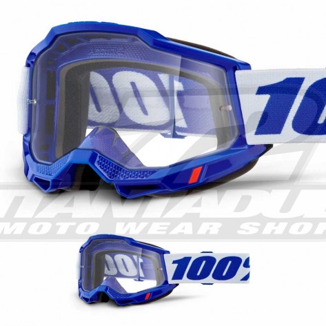 Maschera Cross 100% ACCURI 2 Blue - Lente Trasparente - Offerta
