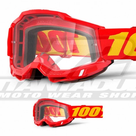 Maschera Cross 100% ACCURI 2 Red - Lente Trasparente - Offerta