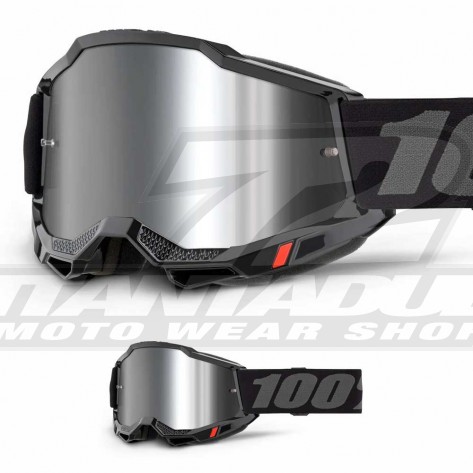 Maschera Cross 100% ACCURI 2 Black - Lente Argento Specchio - Offerta