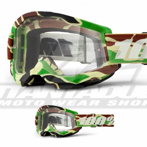 Maschera Cross 100% STRATA 2 War Camo - Lente Trasparente - Offerta
