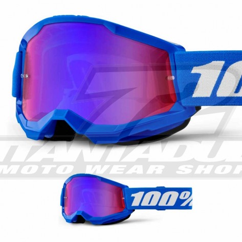Maschera Cross 100% STRATA 2 Blue - Lente Rosso Blu Specchio - Offerta