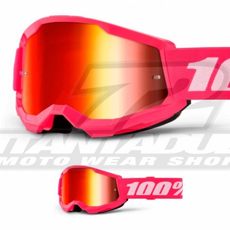 Maschera Cross 100% STRATA 2 Pink - Lente Rosso Specchio - Offerta