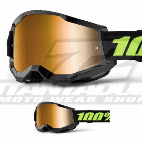 Maschera Cross 100% STRATA 2 Solar Eclipse - Lente True Gold Specchio - Offerta