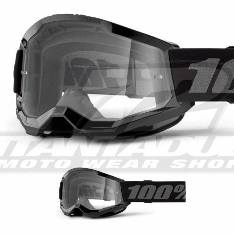 Maschera Cross 100% STRATA 2 Junior Black - Lente Trasparente - Offerta