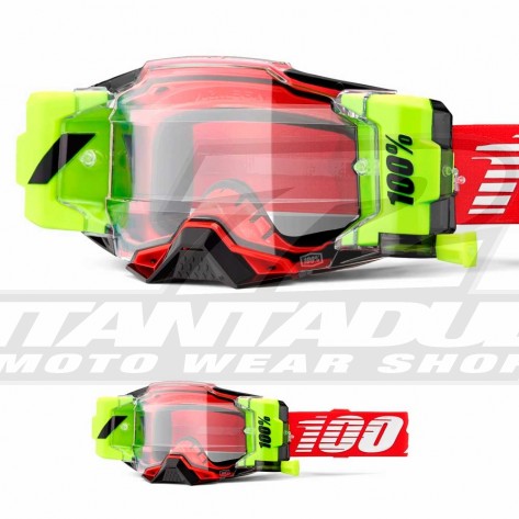 Maschera Cross 100% ARMEGA FORECAST Red - Lente Trasparente - Offerta