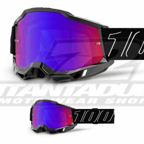 Maschera Cross 100% ACCURI 2 Blackline - Lente Rosso Blu Specchio - Offerta