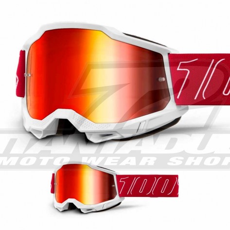 Maschera Cross 100% ACCURI 2 Redline - Lente Rosso Specchio - Offerta