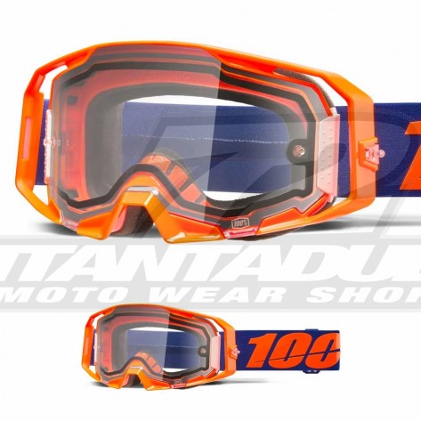 Maschera Cross 100% ARMATIC ENDURO Neon Orange - Lente Dual Trasparente - Offerta