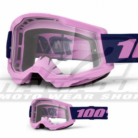 Maschera Cross 100% STRATA 2 Purple - Lente Trasparente - Offerta