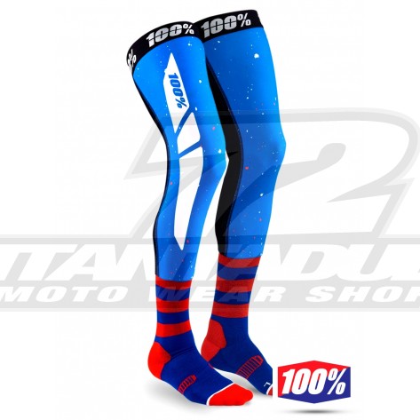Calze 100% REV Knee Brace Moto - Blu Rosso