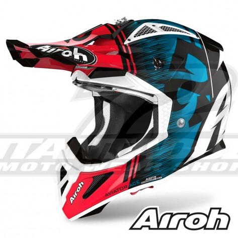 Casco Motocross Airoh AVIATOR ACE Kybon - Blu Rosso