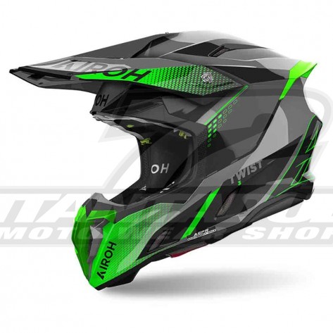 Casco Motocross Airoh TWIN 3 Shard - Verde - Offerta