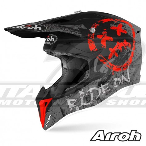 Casco Motocross Airoh WRAAP YOUTH Smile - Rosso Opaco